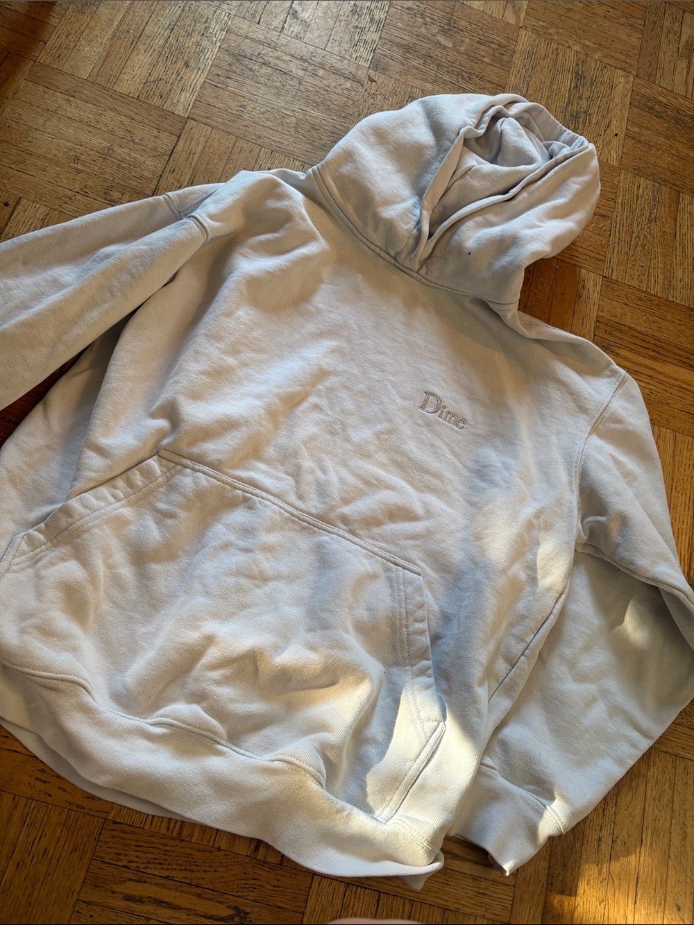 Dime Women's Hoodie in Light Beige – Cozy Pullover with Embroidered Logo